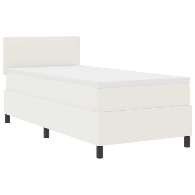 Box spring seng Creme og hvid 100 x 200 cm Velourstof