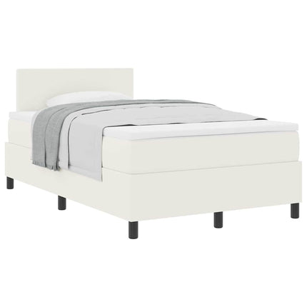 Box spring seng Creme og hvid 120 x 200 cm Velourstof