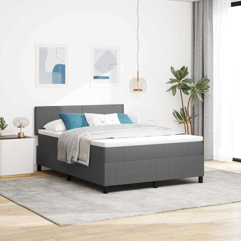 Box spring seng Lys Gr og Hvid 140 x 190 cm Velourstof
