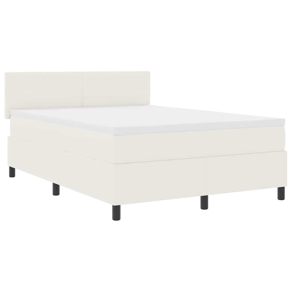 Box spring seng Creme og hvid 140 x 190 cm Velourstof