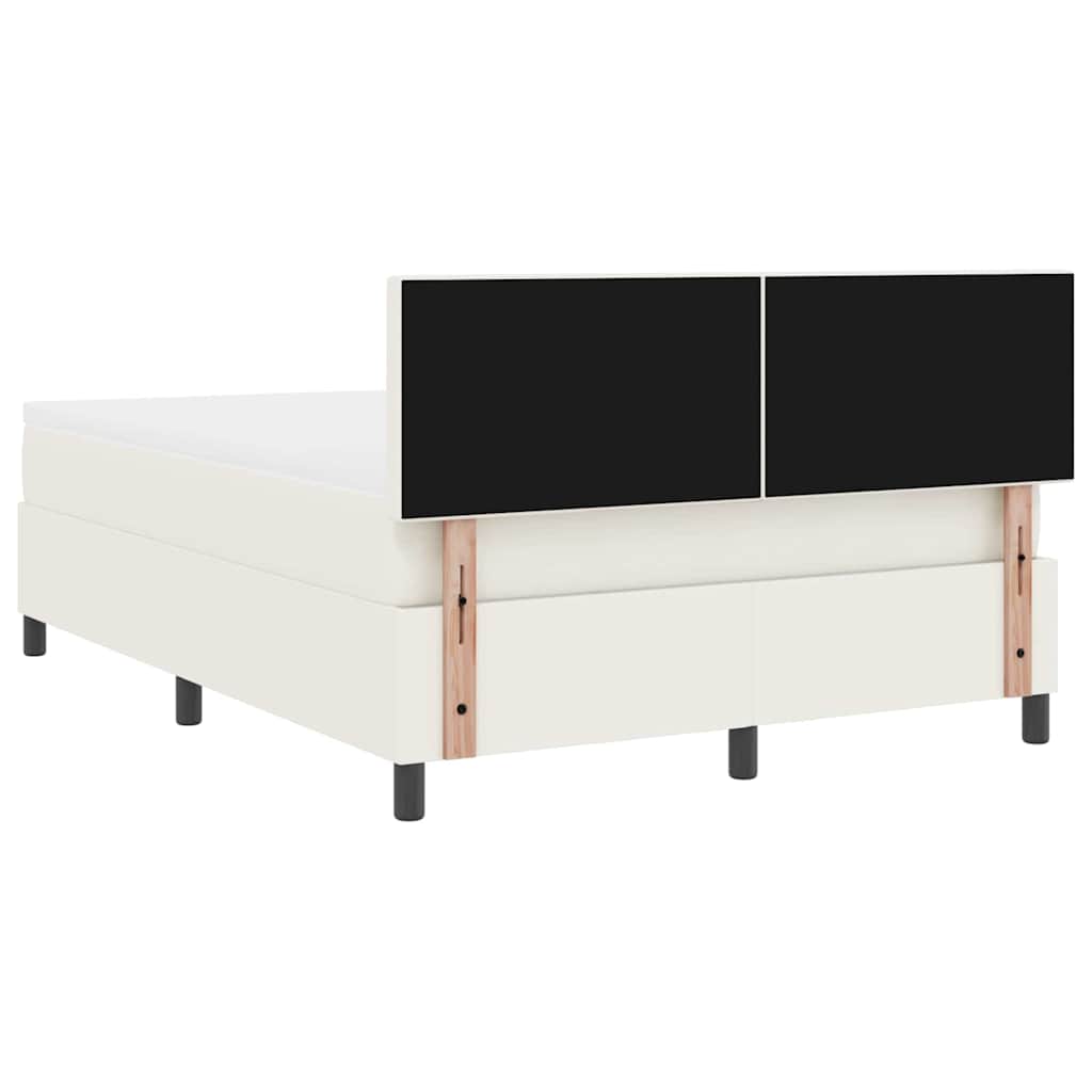 Box spring seng Creme og hvid 140 x 190 cm Velourstof
