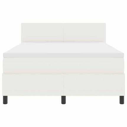 Box spring seng Creme og hvid 140 x 190 cm Velourstof