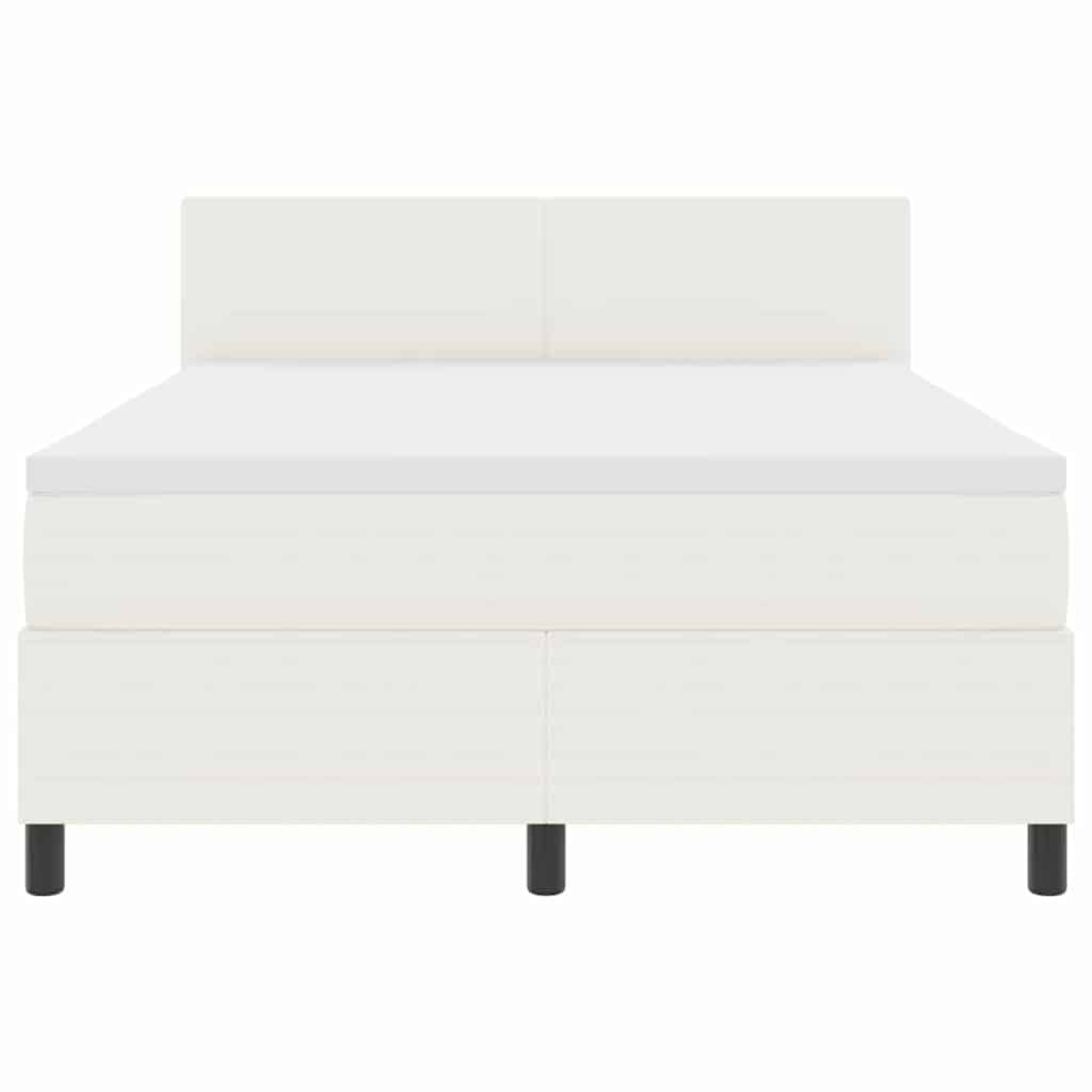 Box spring seng Creme og hvid 140 x 190 cm Velourstof