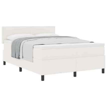 Box spring seng Creme og hvid 140 x 190 cm Velourstof