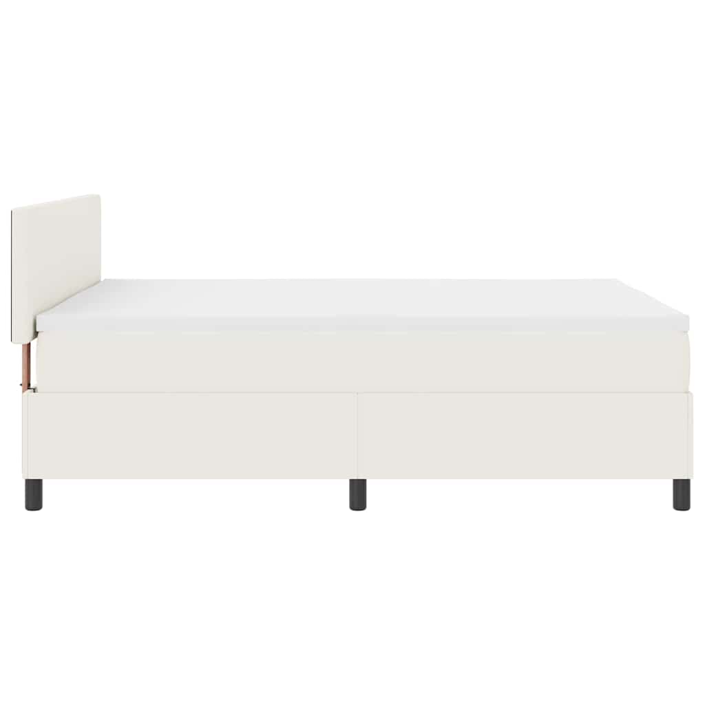 Box spring seng Creme og hvid 140 x 190 cm Velourstof