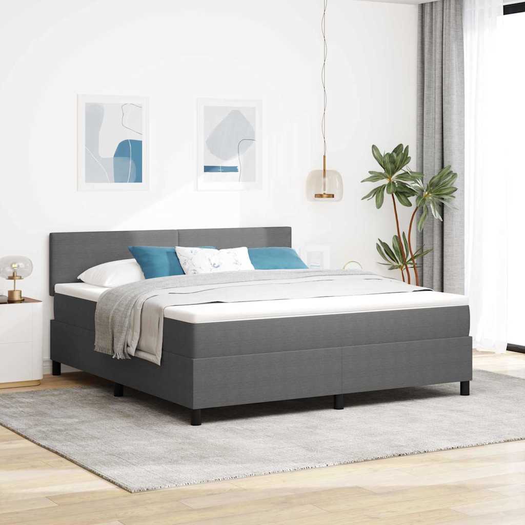 Box spring seng Lys Gr og Hvid 180 x 200 cm Velourstof
