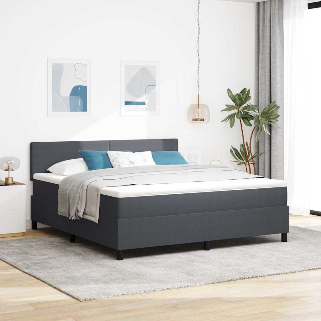 Box spring seng Mrkegr og Hvid 180 x 200 cm Velourstof
