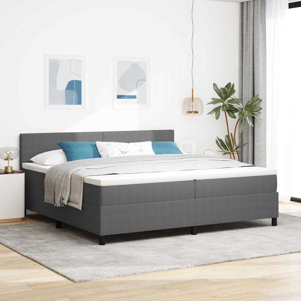 Kontinentalseng i velour - lys grå/hvid 200 × 200 cm med justerbar sengegavl