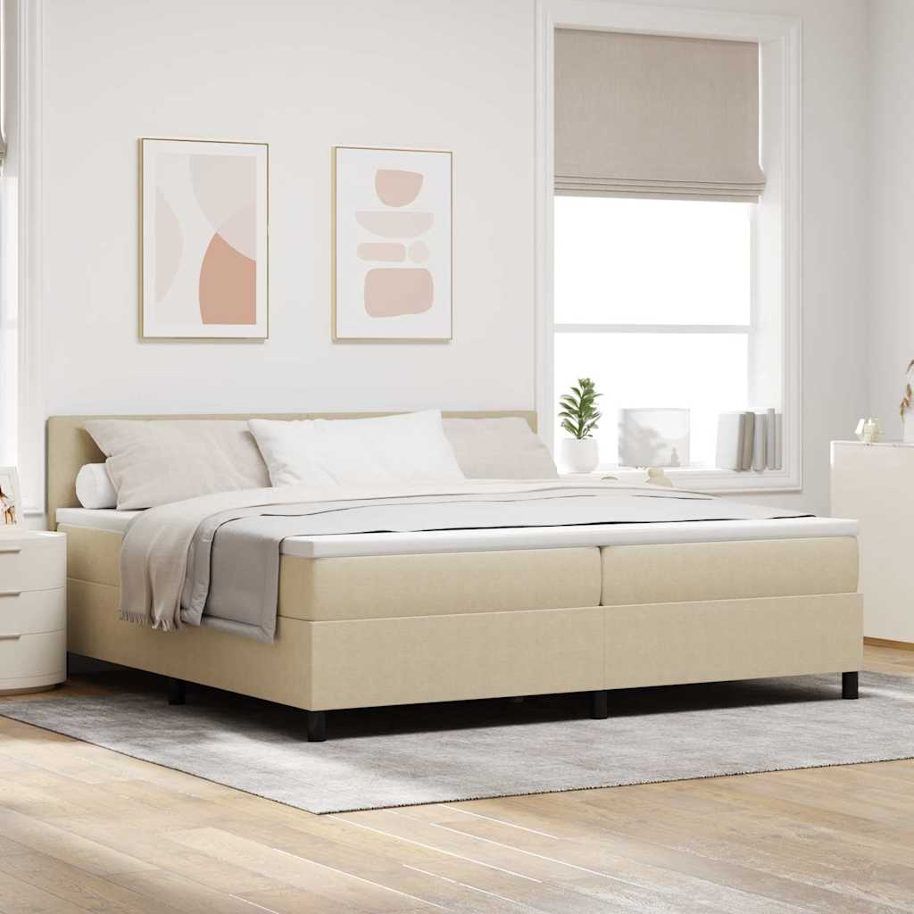Box spring seng Lys Gr og Hvid 200 x 200 cm Velourstof