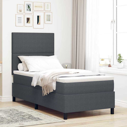 Box spring seng Mørkegrå og Hvid 90 x 190 cm Velourstof