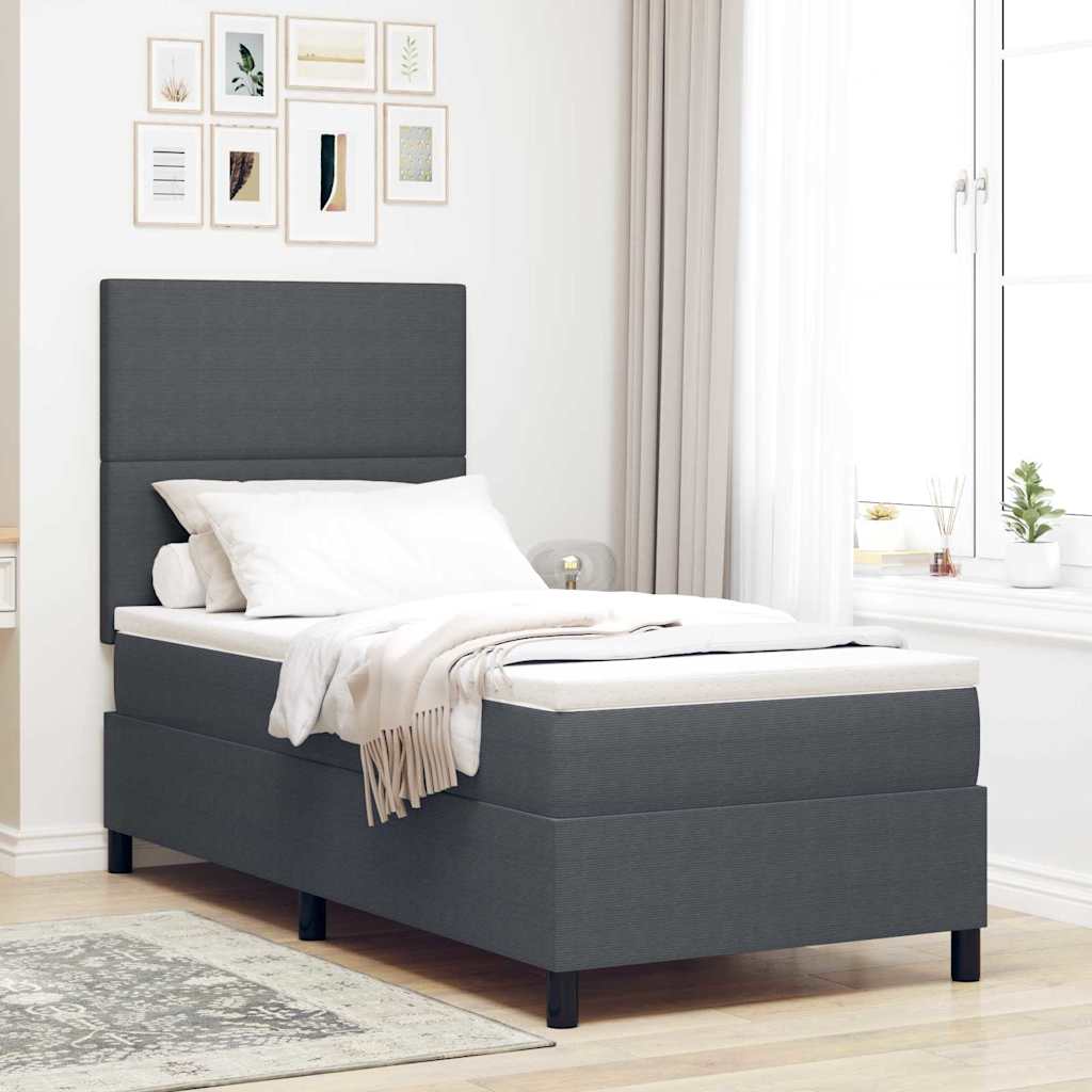 Box spring seng Mrkegr og Hvid 90 x 190 cm Velourstof