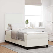 Box spring seng Creme og hvid 100 x 200 cm Velourstof
