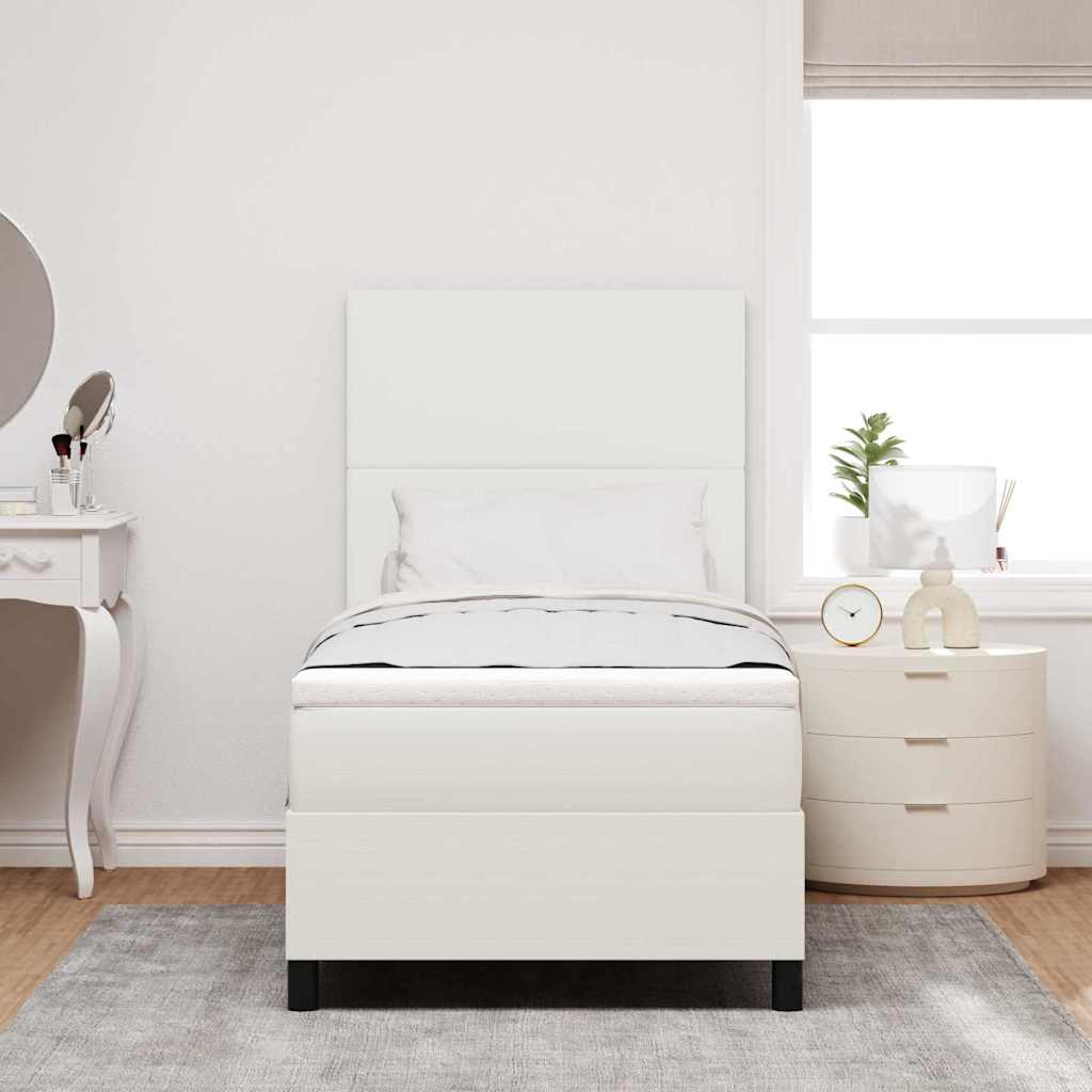 Box spring seng Creme og hvid 100 x 200 cm Velourstof