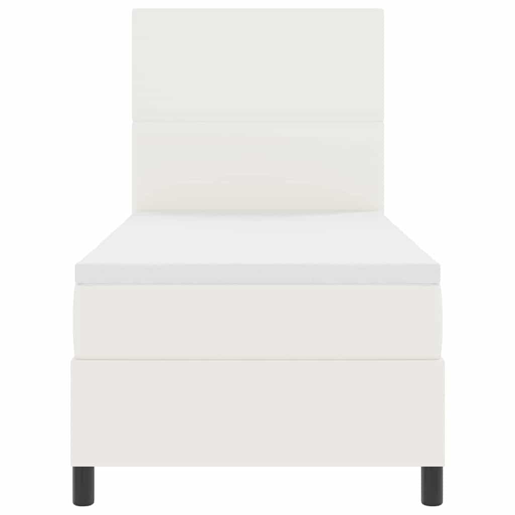 Box spring seng Creme og hvid 100 x 200 cm Velourstof