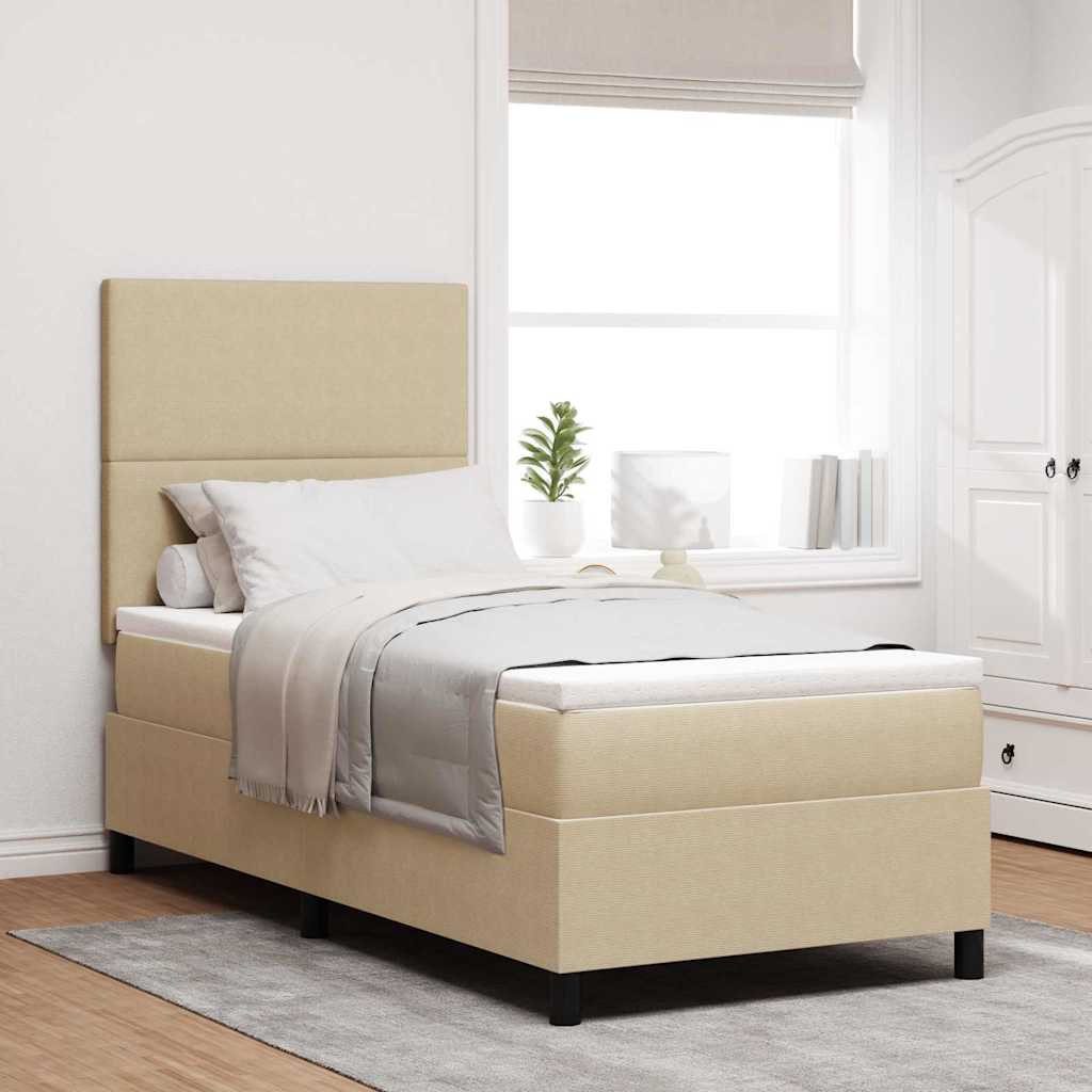 Box spring seng Lys Grå og Hvid 100 x 200 cm Velourstof billede
