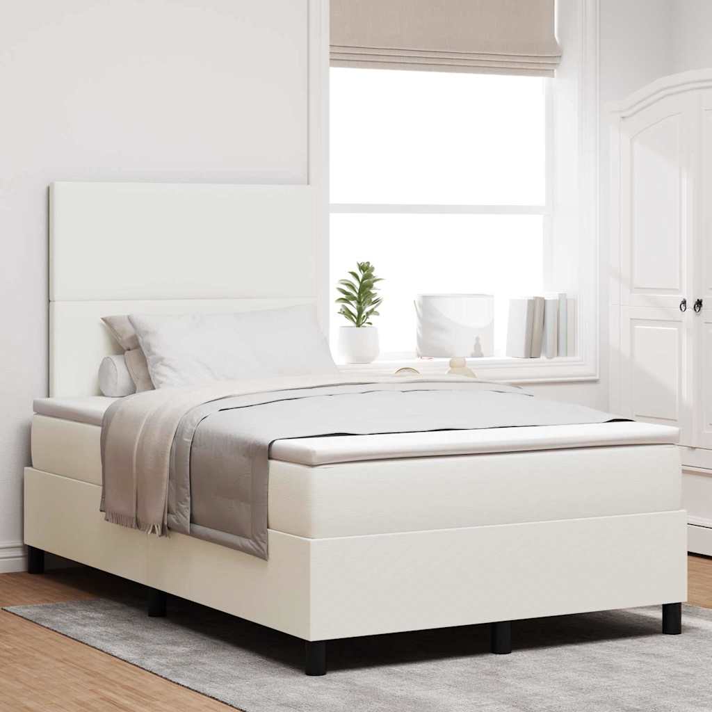 Box spring seng Creme og hvid 120 x 190 cm Velourstof