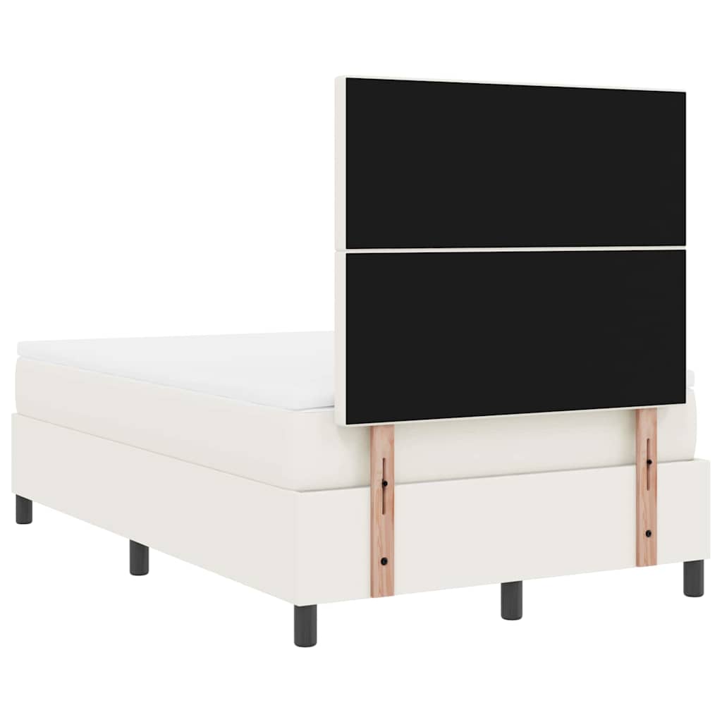 Box spring seng Creme og hvid 120 x 190 cm Velourstof
