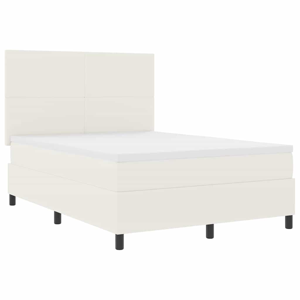 Box spring seng Creme og hvid 140 x 190 cm Velourstof