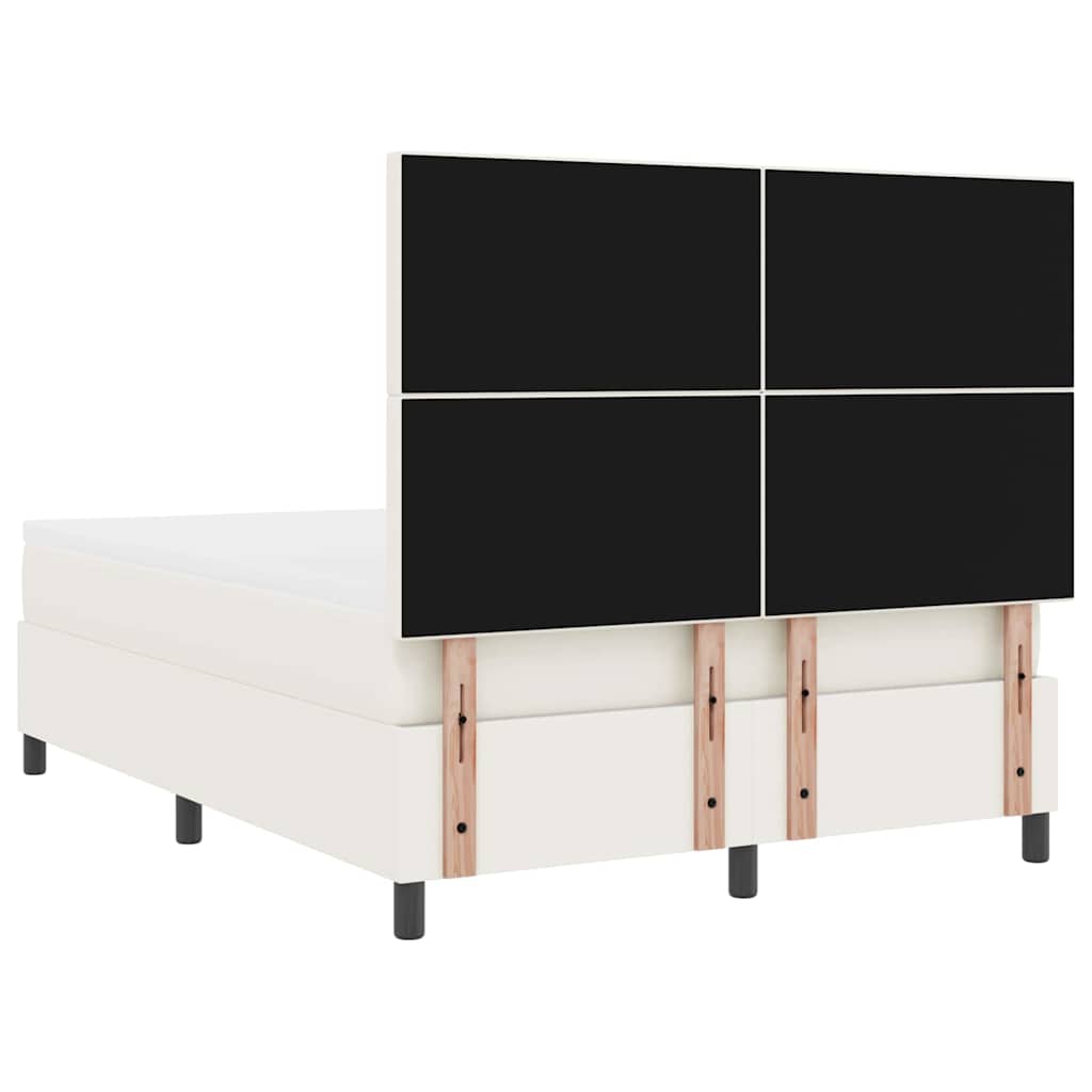 Box spring seng Creme og hvid 140 x 190 cm Velourstof