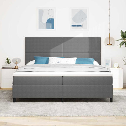 Box spring seng Lys Grå og Hvid 200 x 200 cm Velourstof