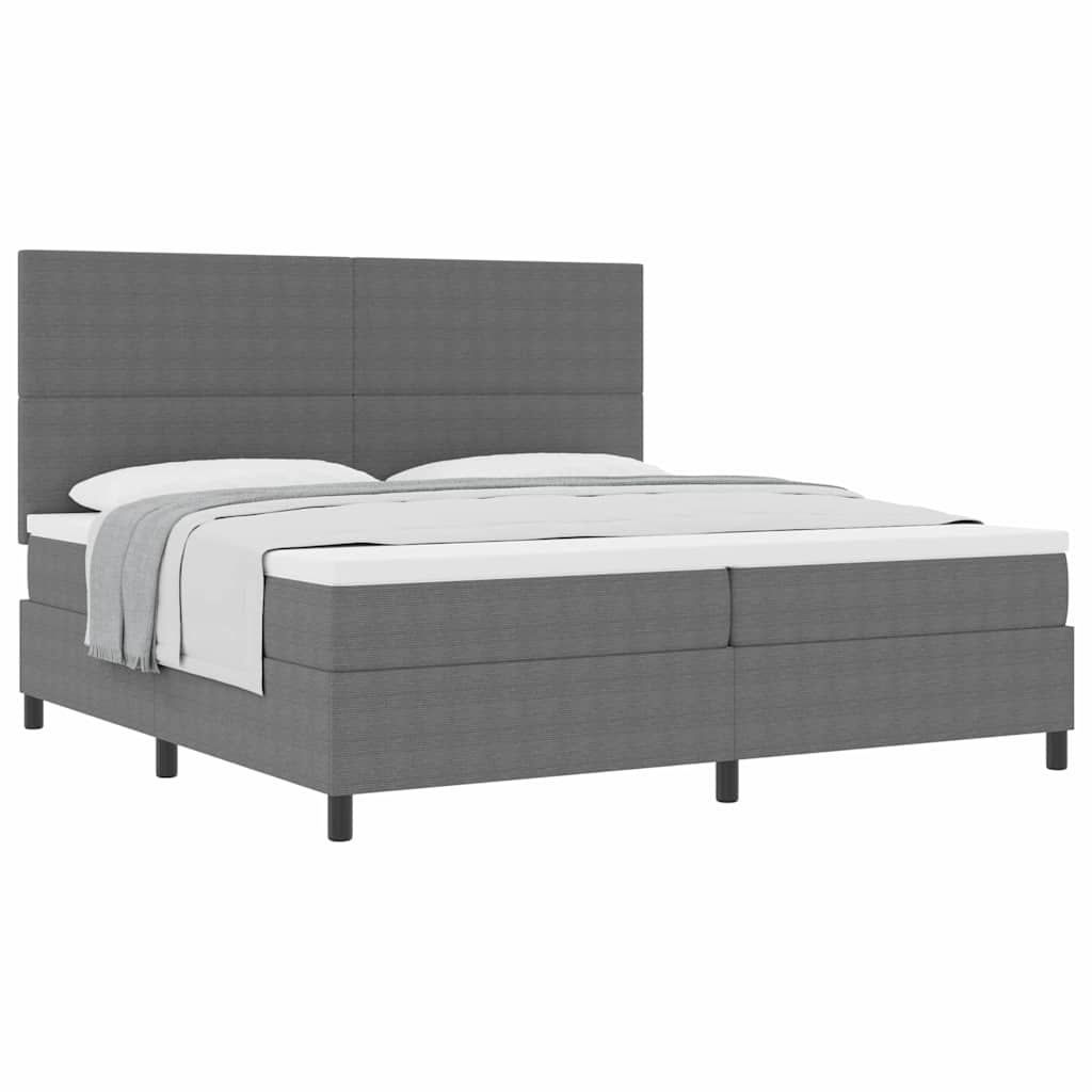 Box spring seng Lys Grå og Hvid 200 x 200 cm Velourstof