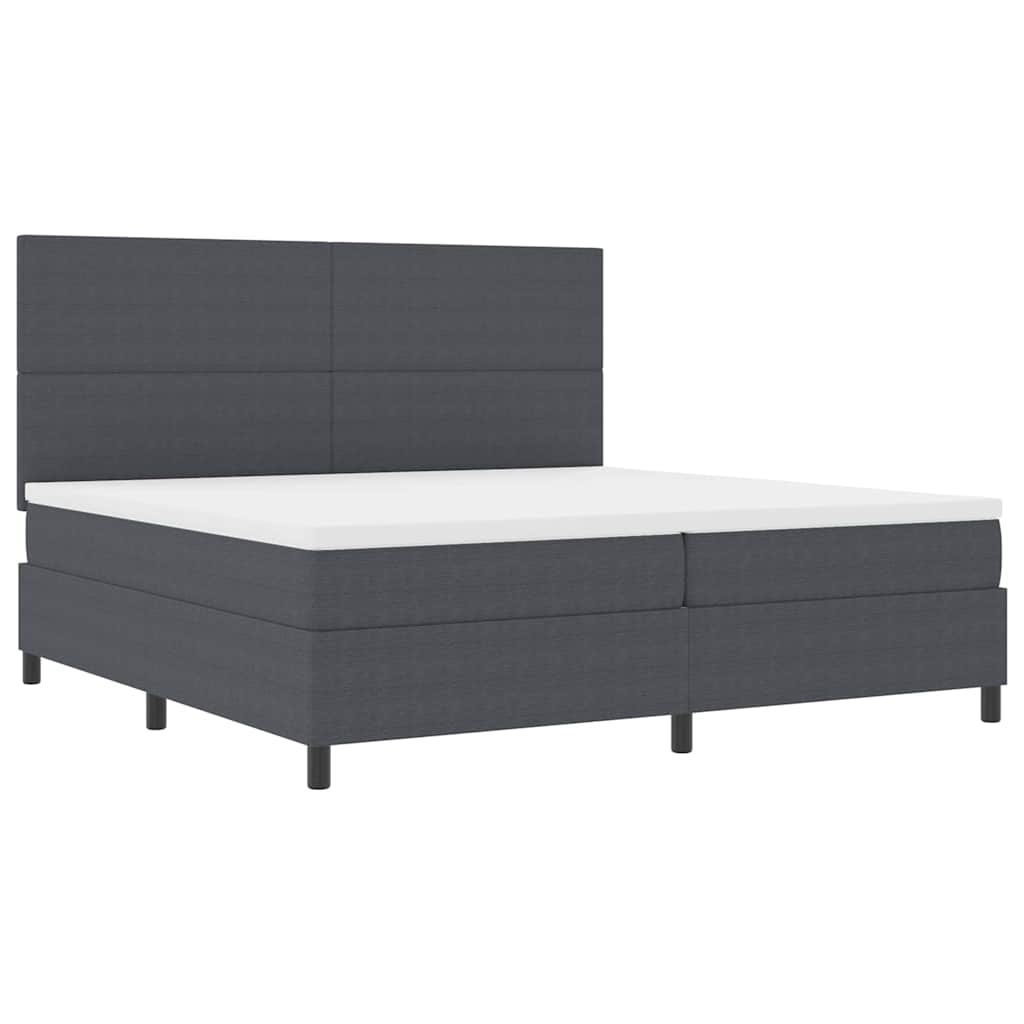 Box spring seng Mørkegrå og Hvid 200 x 200 cm Velourstof