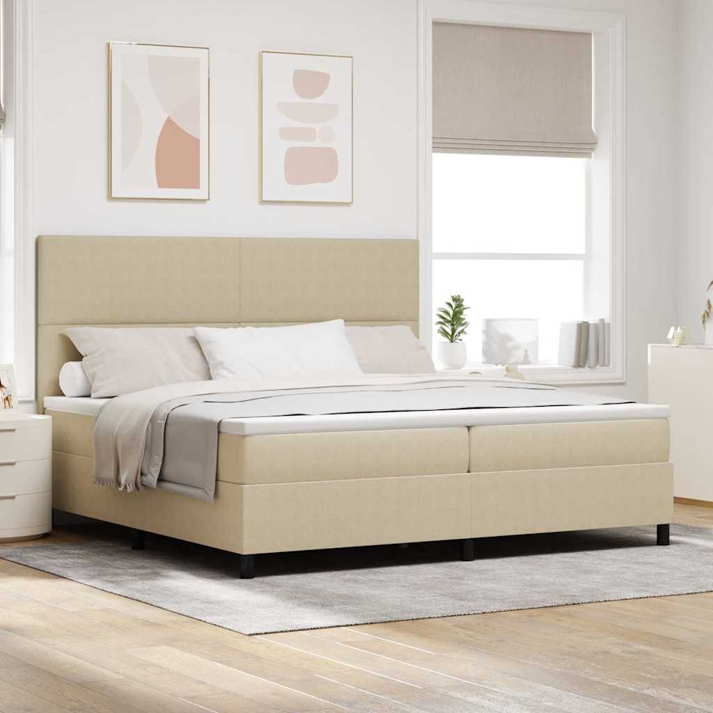 Box spring seng Lys Gr og Hvid 200 x 200 cm Velourstof