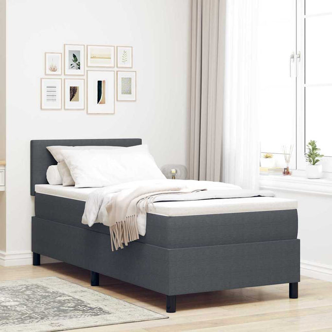 LED Box Spring Bed Mørkegrå og Hvid 80 x 200 cm Velourstof