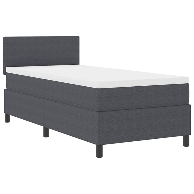 LED Box Spring Bed Mørkegrå og Hvid 80 x 200 cm Velourstof