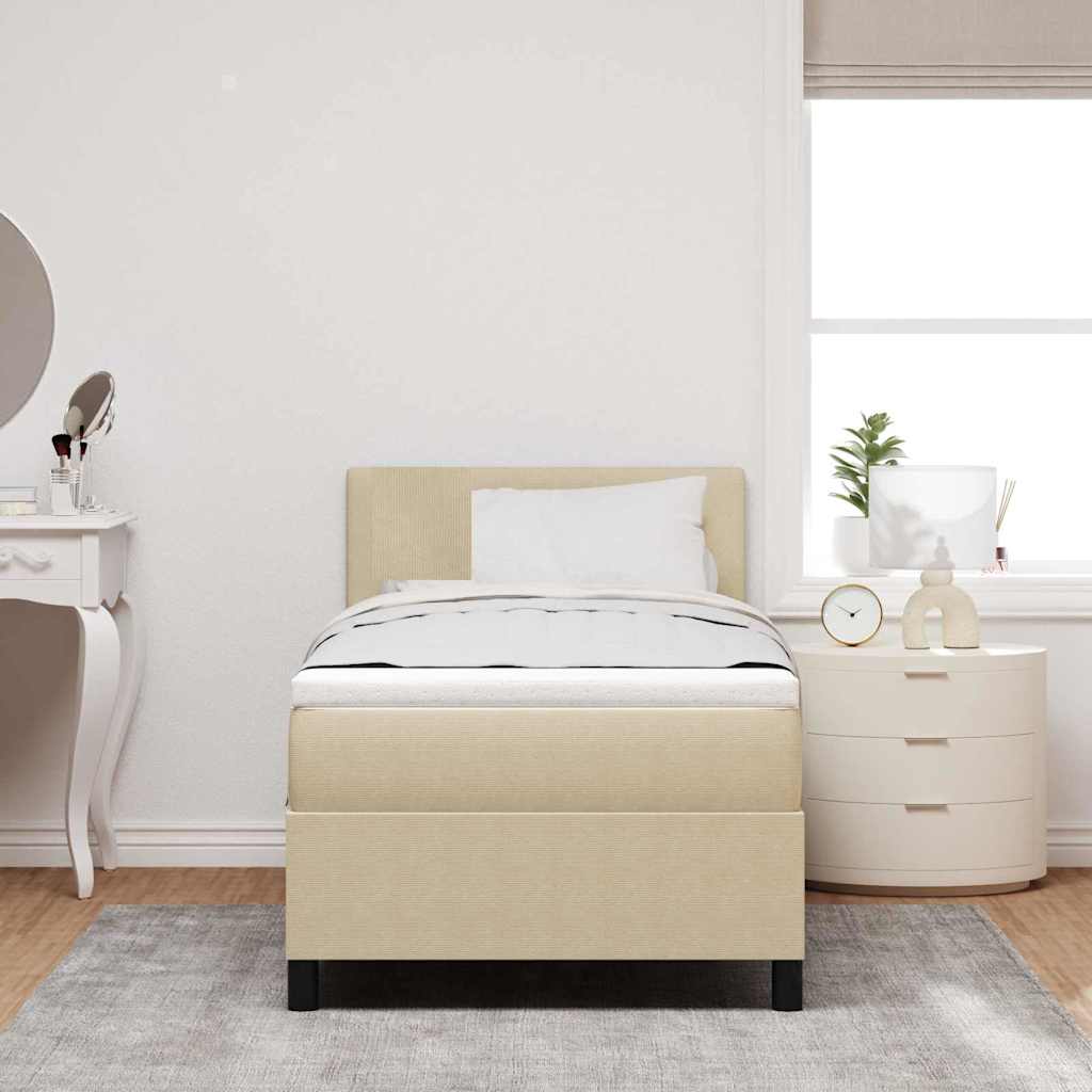 LED Box Spring Bed Lys Grå og Hvid 80 x 200 cm Velourstof