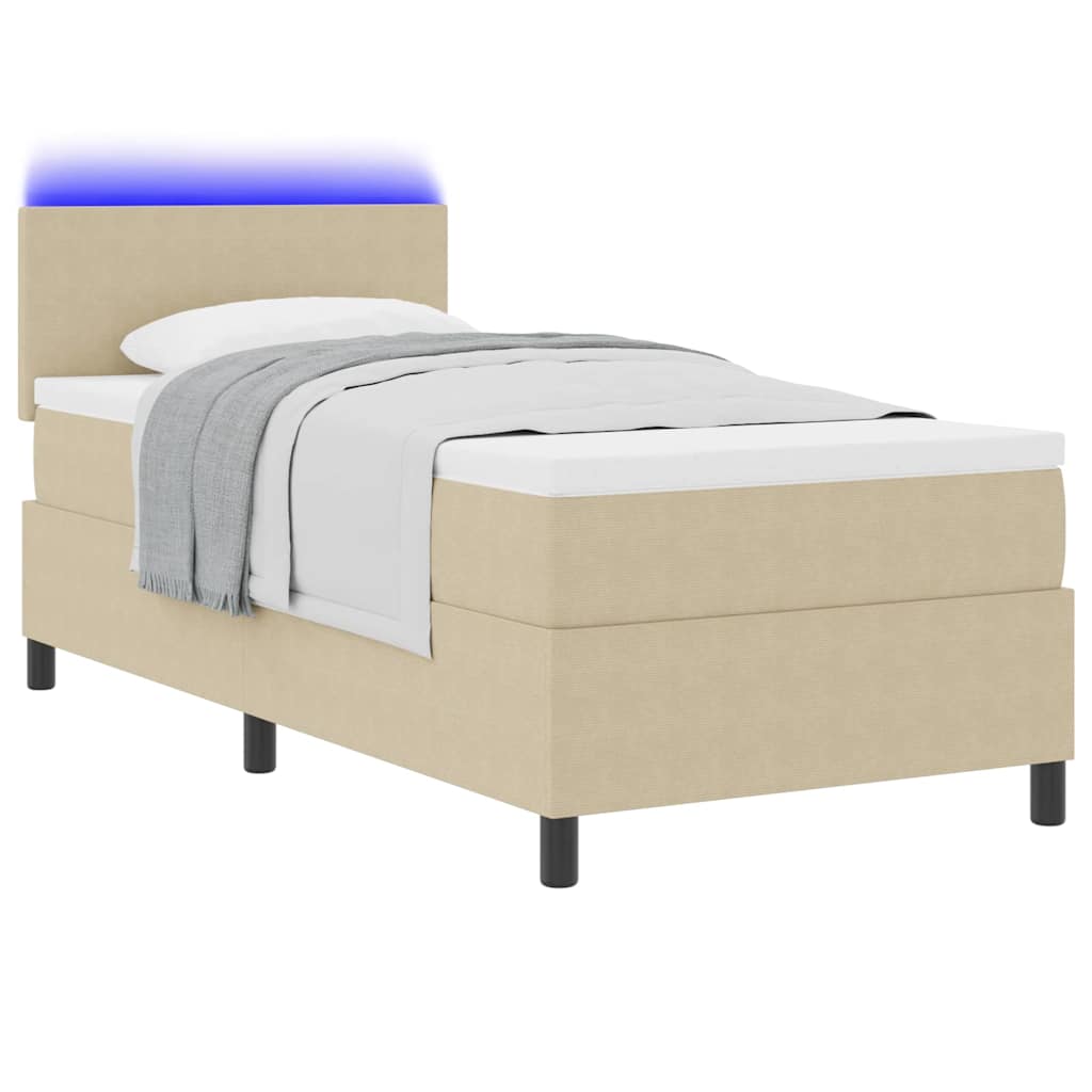 LED Box Spring Bed Lys Grå og Hvid 80 x 200 cm Velourstof