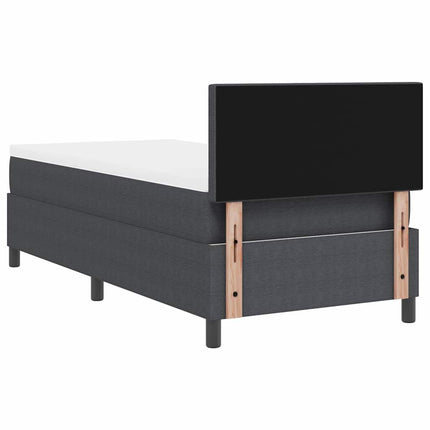 LED Box Spring Bed Mørkegrå og Hvid 90 x 190 cm Velourstof