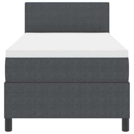 LED Box Spring Bed Mørkegrå og Hvid 90 x 190 cm Velourstof