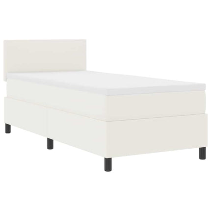LED Box Spring Bed Creme og hvid 90 x 190 cm Velourstof