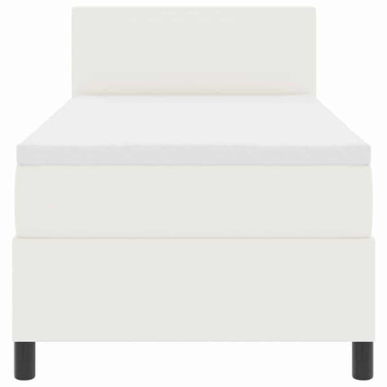 LED Box Spring Bed Creme og hvid 90 x 190 cm Velourstof