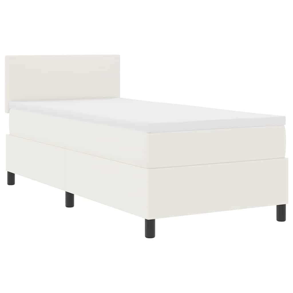 LED Box Spring Bed Creme og hvid 100 x 200 cm Velourstof