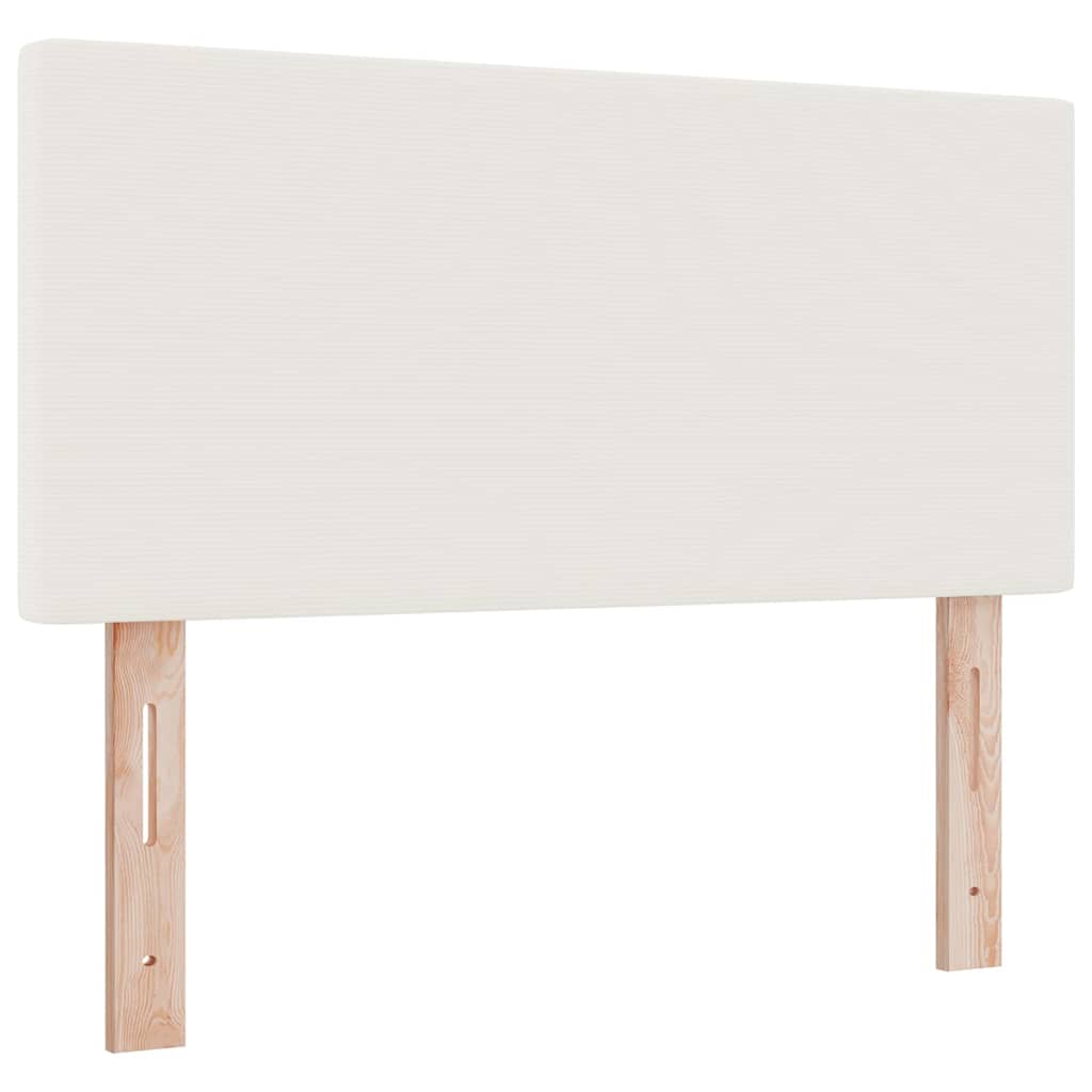 LED Box Spring Bed Creme og hvid 100 x 200 cm Velourstof