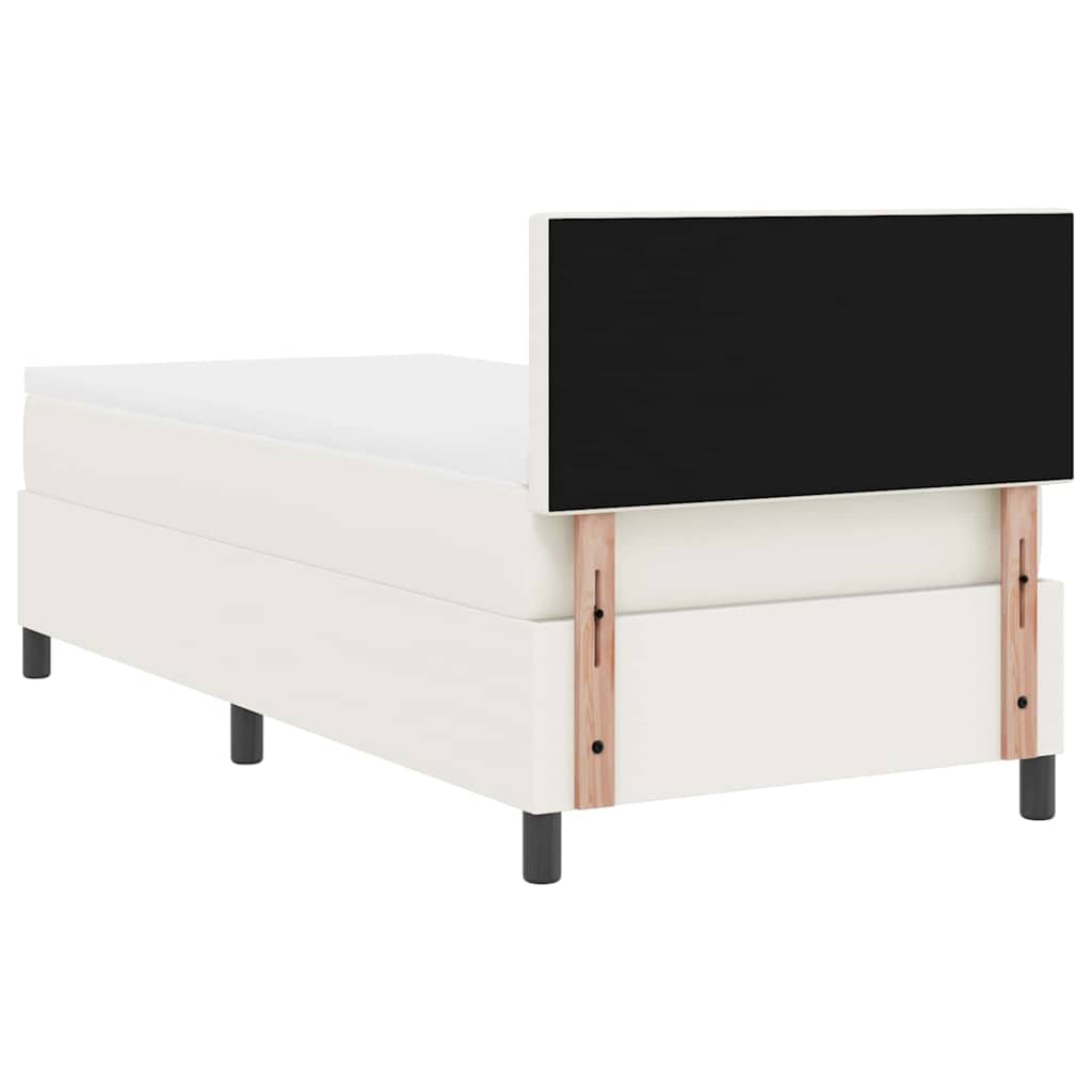 LED Box Spring Bed Creme og hvid 100 x 200 cm Velourstof