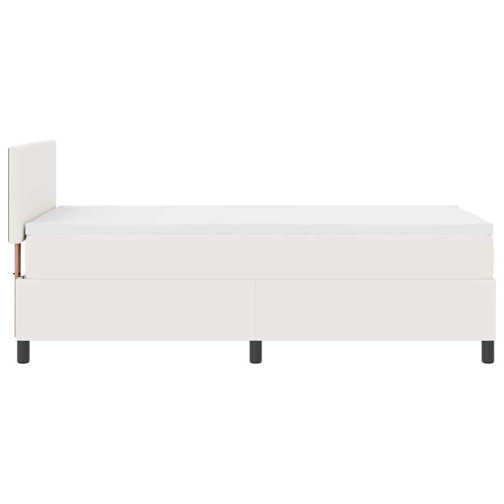 LED Box Spring Bed Creme og hvid 100 x 200 cm Velourstof