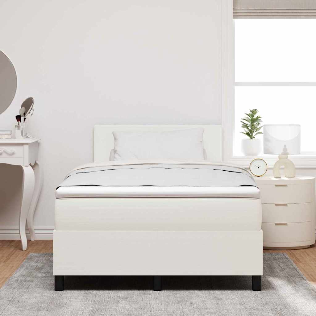 LED Box Spring Bed Creme og hvid 120 x 190 cm Velourstof