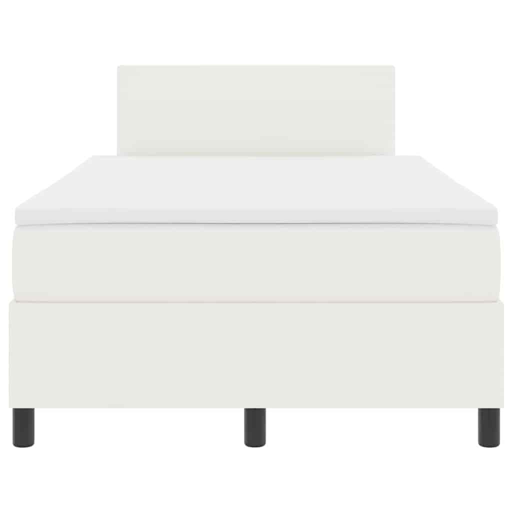 LED Box Spring Bed Creme og hvid 120 x 190 cm Velourstof