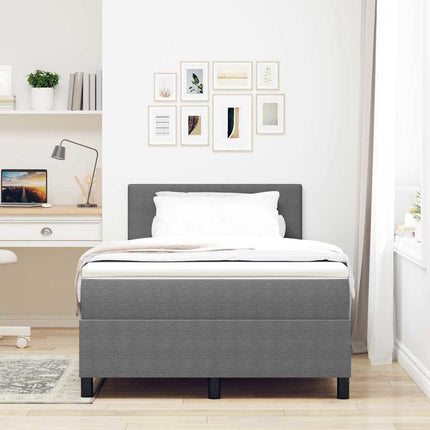 LED Box Spring Bed Lys Grå og Hvid 120 x 200 cm Velourstof