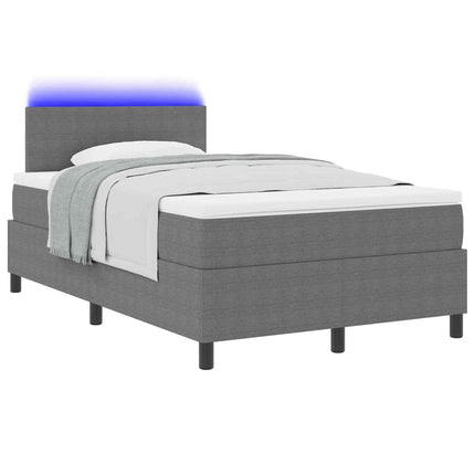 LED Box Spring Bed Lys Grå og Hvid 120 x 200 cm Velourstof