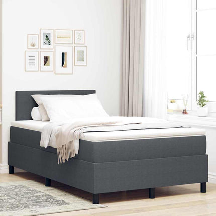 LED Box Spring Bed Mørkegrå og Hvid 120 x 200 cm Velourstof