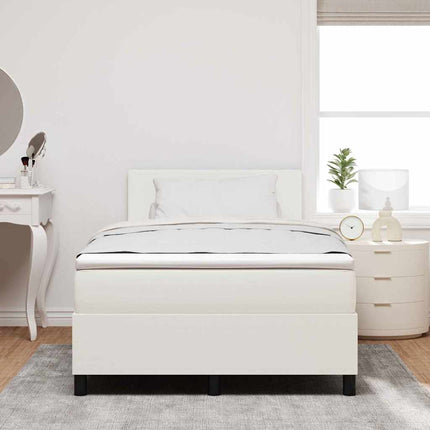 LED Box Spring Bed Creme og hvid 120 x 200 cm Velourstof