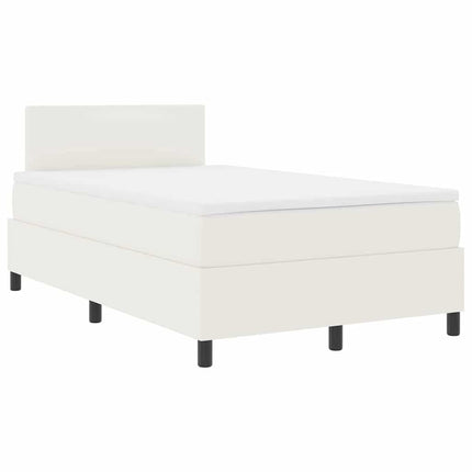 LED Box Spring Bed Creme og hvid 120 x 200 cm Velourstof