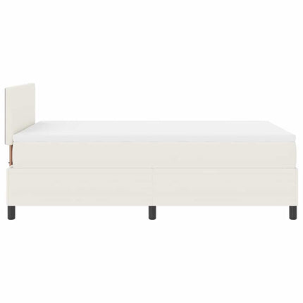 LED Box Spring Bed Creme og hvid 120 x 200 cm Velourstof