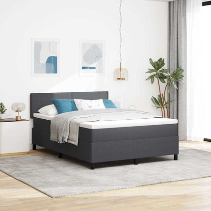 LED Box Spring Bed Mørkegrå og Hvid 140 x 190 cm Velourstof