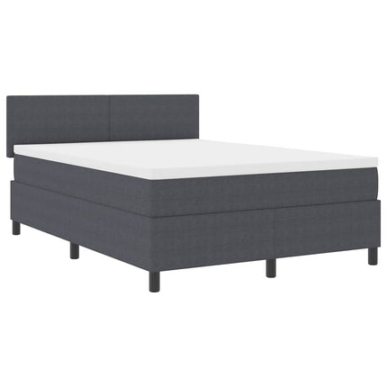 LED Box Spring Bed Mørkegrå og Hvid 140 x 190 cm Velourstof