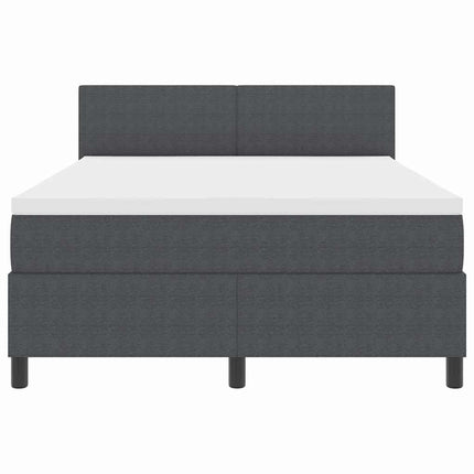 LED Box Spring Bed Mørkegrå og Hvid 140 x 190 cm Velourstof